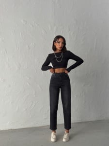 Blugi mom fit cu aplicatii din strasuri - Img 7