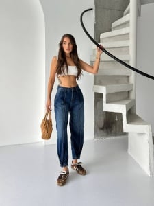 Blugi mom fit cu tiv ajustabil - Img 2