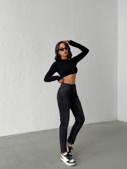 Blugi mom fit elastici cu mici rupturi - Img 5