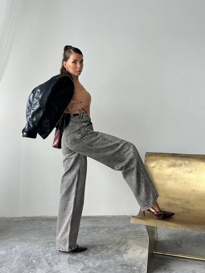 Blugi simpli cu croi larg - Img 3