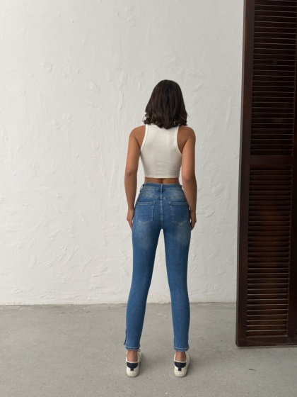 Blugi skinny elastici cu accesoriu nasturi - Img 4