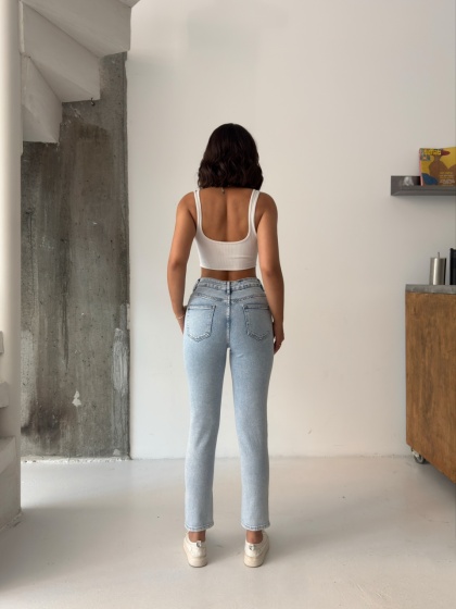 Blugi skinny elastici cu aplicatii din strasuri - Img 5