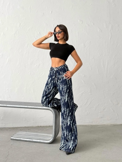 Blugi wide leg cu aspect vintage - Img 5