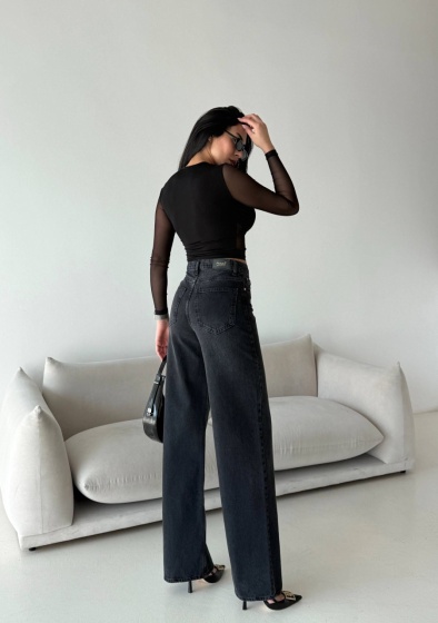 Blugi wide leg cu talie asimetrica - Img 5