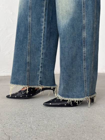 Blugi wide leg cu tiv nefinisat - Img 8