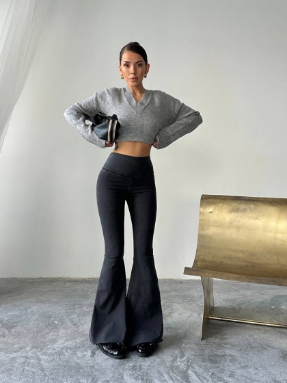 Colanti evazati cu aspect denim - Img 4