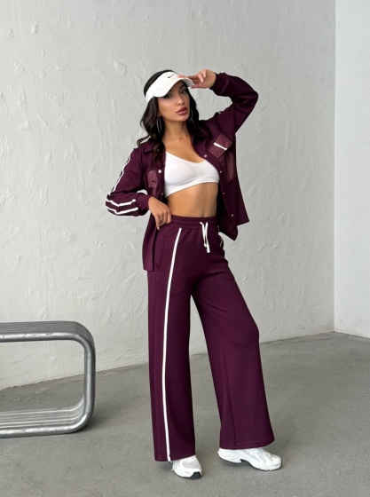 Compleu cu pantaloni evazati si buzunare din fas - Img 3