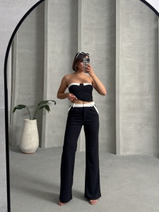 Compleu dama cu pantalon evazat si top - Img 5