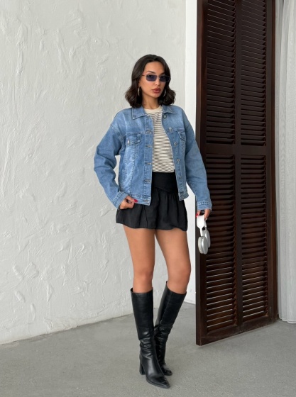 Geaca de blugi cu perle pe spate - Img 5