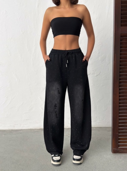 Pantaloni wide-leg cu design modern - Img 3