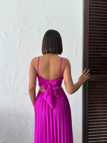 Rochie din satin plisata - Img 3