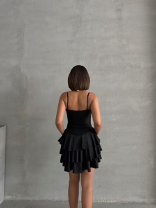 Rochie eleganta cu volane cu aplicatii din strasuri - Img 3