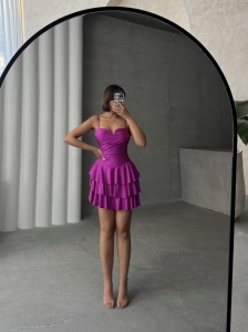 Rochie eleganta cu volane si aplicatii din strasuri - Img 4