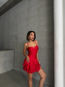 Rochie eleganta cu volane si aplicatii din strasuri - Img 7