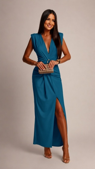 Rochie eleganta din lycra cu accesoriu in talie - Img 2