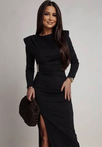 Rochie elegantă din lycra, cu detaliu metalic
