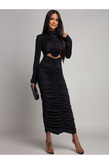Rochie eleganta din lycra cu detaliu pampon