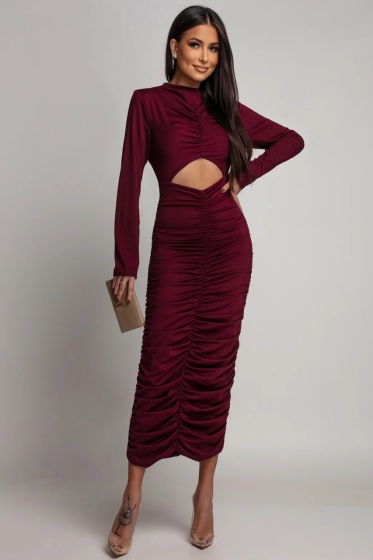 Rochie eleganta din lycra cu detaliu pampon - Img 4