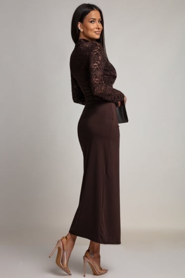 Rochie elegantă din lycra și dantelă catifelată - Img 2