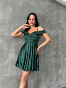 Rochie eleganta din satin scurta cu bretele - Img 7