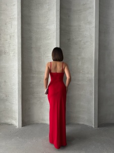 Rochie eleganta lunga cu bretele accesorizata cu perle - Img 2