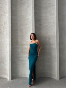 Rochie eleganta lunga cu bretele accesorizata cu perle - Img 7