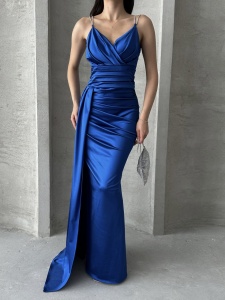 Rochie eleganta lunga cu bretele din strasuri - Img 5