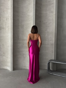 Rochie eleganta lunga cu bretele din strasuri - Img 2
