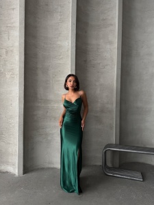 Rochie eleganta lunga cu bretele din strasuri - Img 4