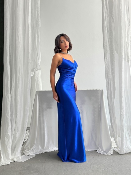 Rochie eleganta lunga cu bretele din strasuri - Img 6