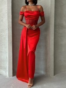 Rochie eleganta lunga cu detaliu transparent - Img 6