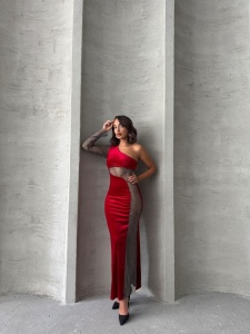Rochie eleganta lunga din catifea - Img 4