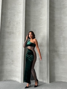 Rochie eleganta lunga din catifea - Img 5