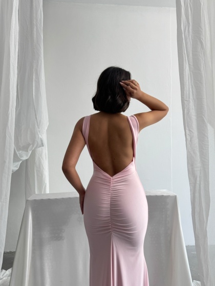 Rochie eleganta lunga din lycra cu spatele gol