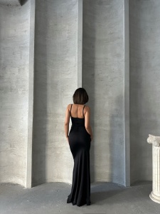 Rochie eleganta lunga din lycra cu tul accesorizata cu strasuri - Img 5