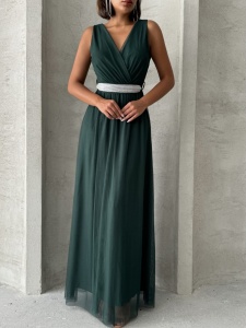 Rochie eleganta lunga din tul cu anchior petrecut - Img 3