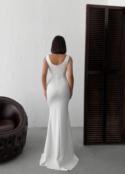 Rochie eleganta lunga tip sirena accesorizata cu lantisoare - Img 7