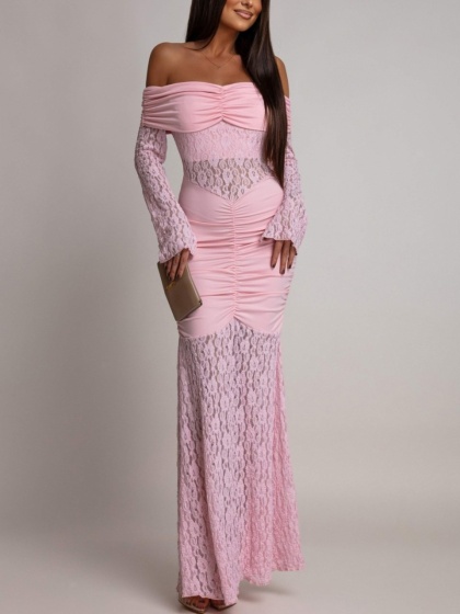 Rochie eleganta lunga tip sirena din dantela - Img 3