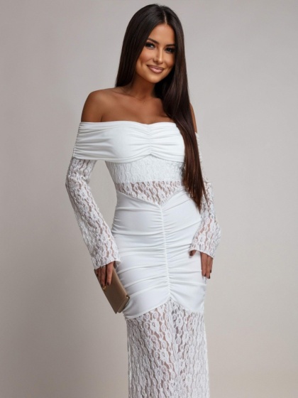 Rochie eleganta lunga tip sirena din dantela - Img 3