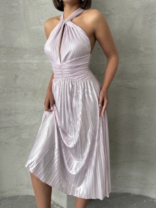 Rochie eleganta plisata cu aspect lucios - Img 4