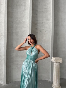 Rochie eleganta plisata cu aspect lucios - Img 6