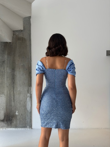 Rochie eleganta scurta accesorizata cu detalii stralucitoare  - Img 3