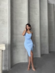 Rochie eleganta scurta cu aplicatii din strasuri - Img 5
