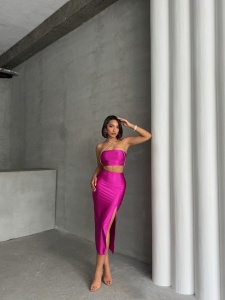 Rochie eleganta stransa pe corp cu accesoriu lant - Img 6