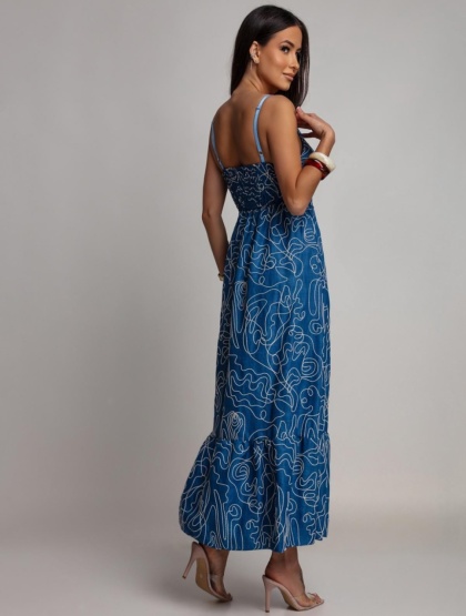 Rochie lunga cu imprimeu brodat - Img 4