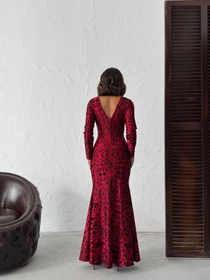 Rochie lungă elegantă cu decupaj pe picior si decolteu în V - Img 2