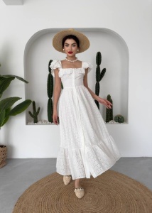 Rochie midi brodata cu nasturi - Img 2