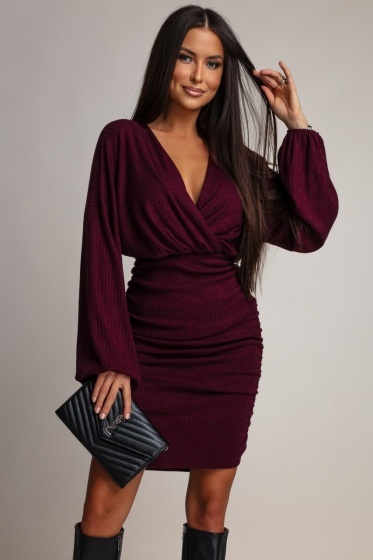 Rochie scurta din tricot cu decolteu in V