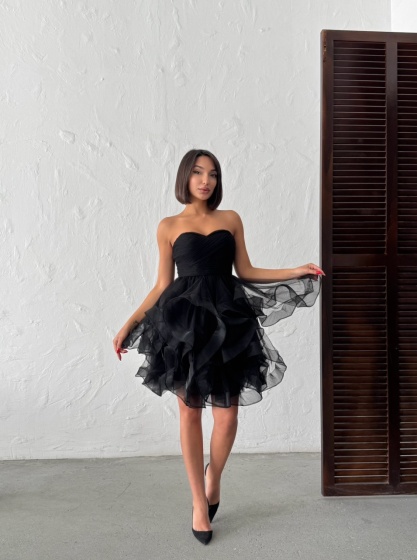 Rochie scurtă elegantă din tull bufantă - Img 5
