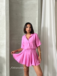 Rochie tip camasa cu elastic in talie - Img 5